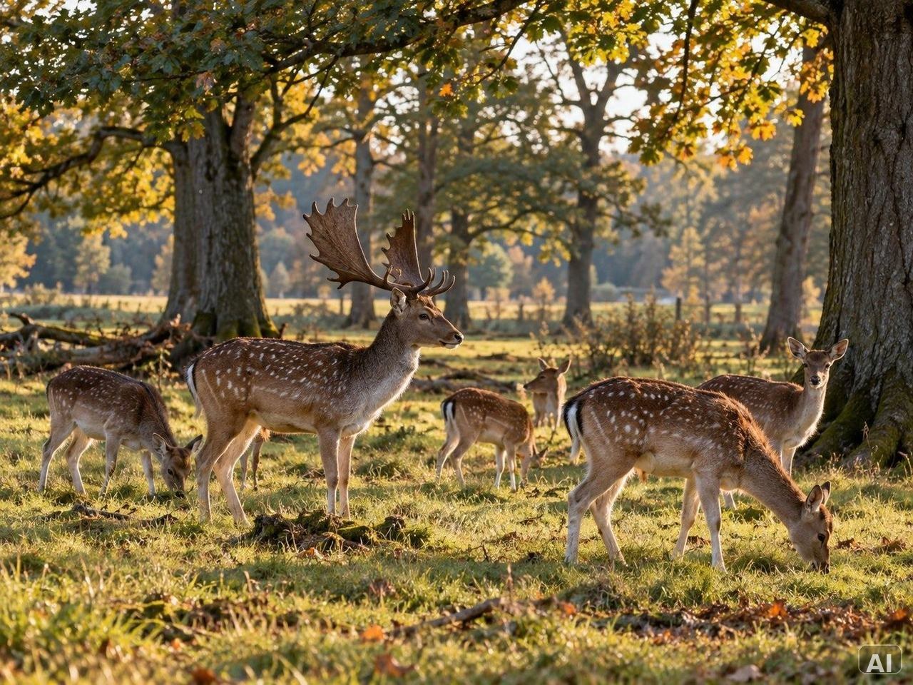 Thematische Wildlife-Szene zu „Damwild beobachten“