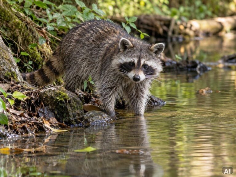 Thematische Wildlife-Szene zu „Waschbären beobachten“