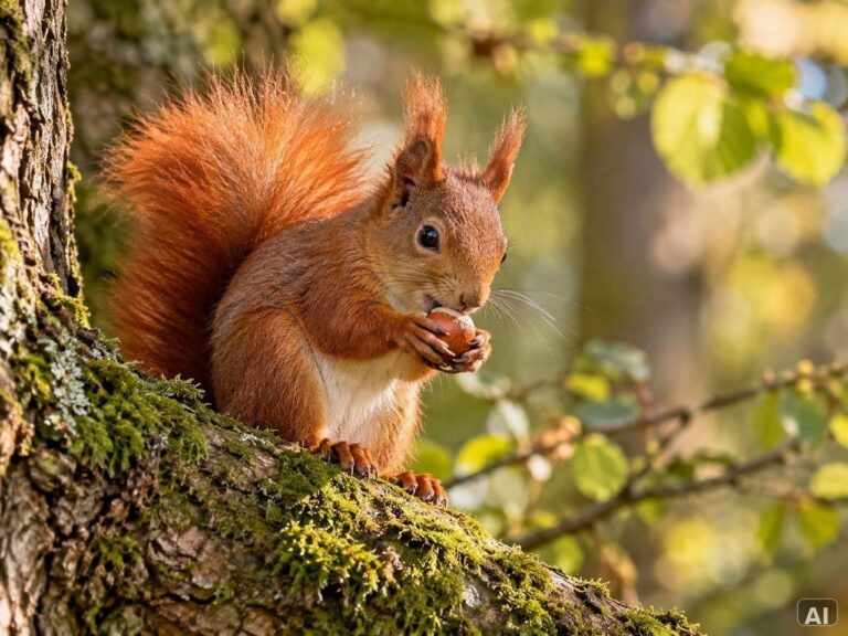 Thematische Wildlife-Szene zu „Eichhörnchen beobachten“