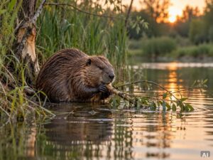 Thematische Wildlife-Szene zu „Biber beobachten“
