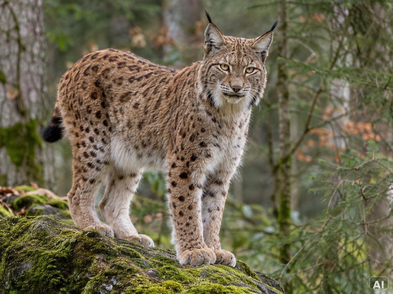 Ein Eurasischer Luchs, in felsiger Berglandschaft