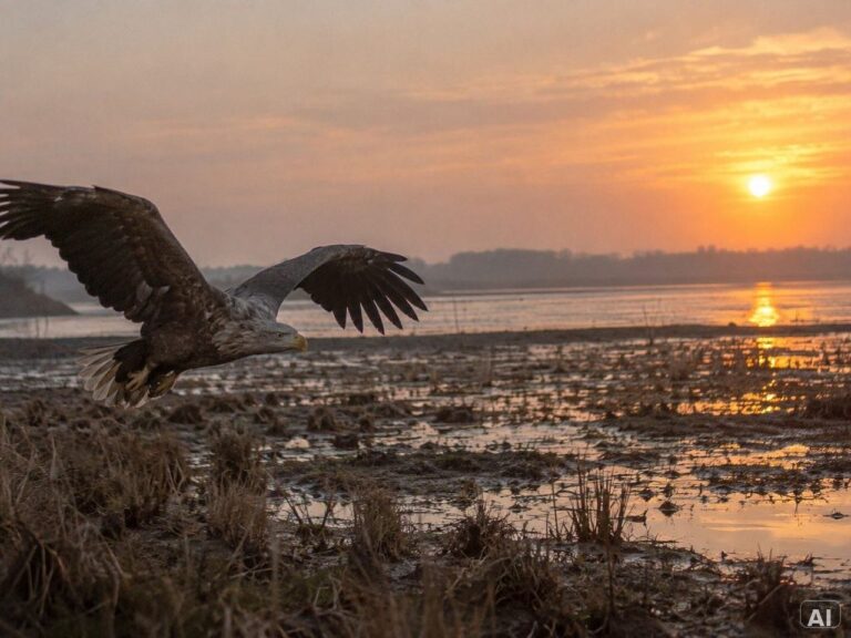 Ein Seeadler, in einem Feuchtgebiet