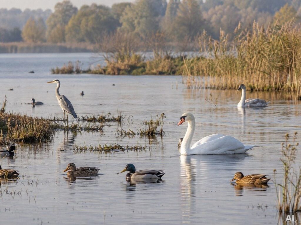 Thematische Wildlife-Szene zu „Wasservögel beobachten“