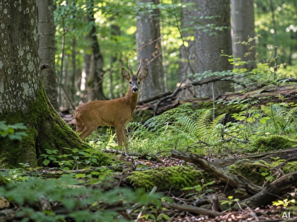 Thematische Wildlife-Szene zu „Wildtiere beobachten im Nationalpark Hainich“