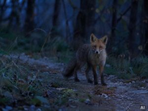 Thematische Wildlife-Szene zu „Wildtiere in der Dämmerung beobachten“