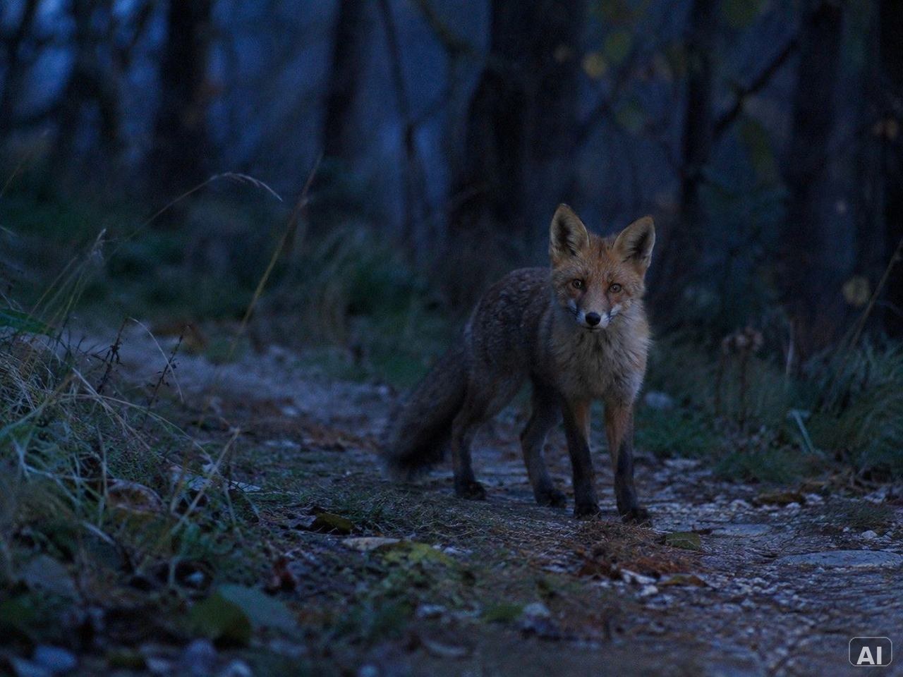 Thematische Wildlife-Szene zu „Wildtiere in der Dämmerung beobachten“