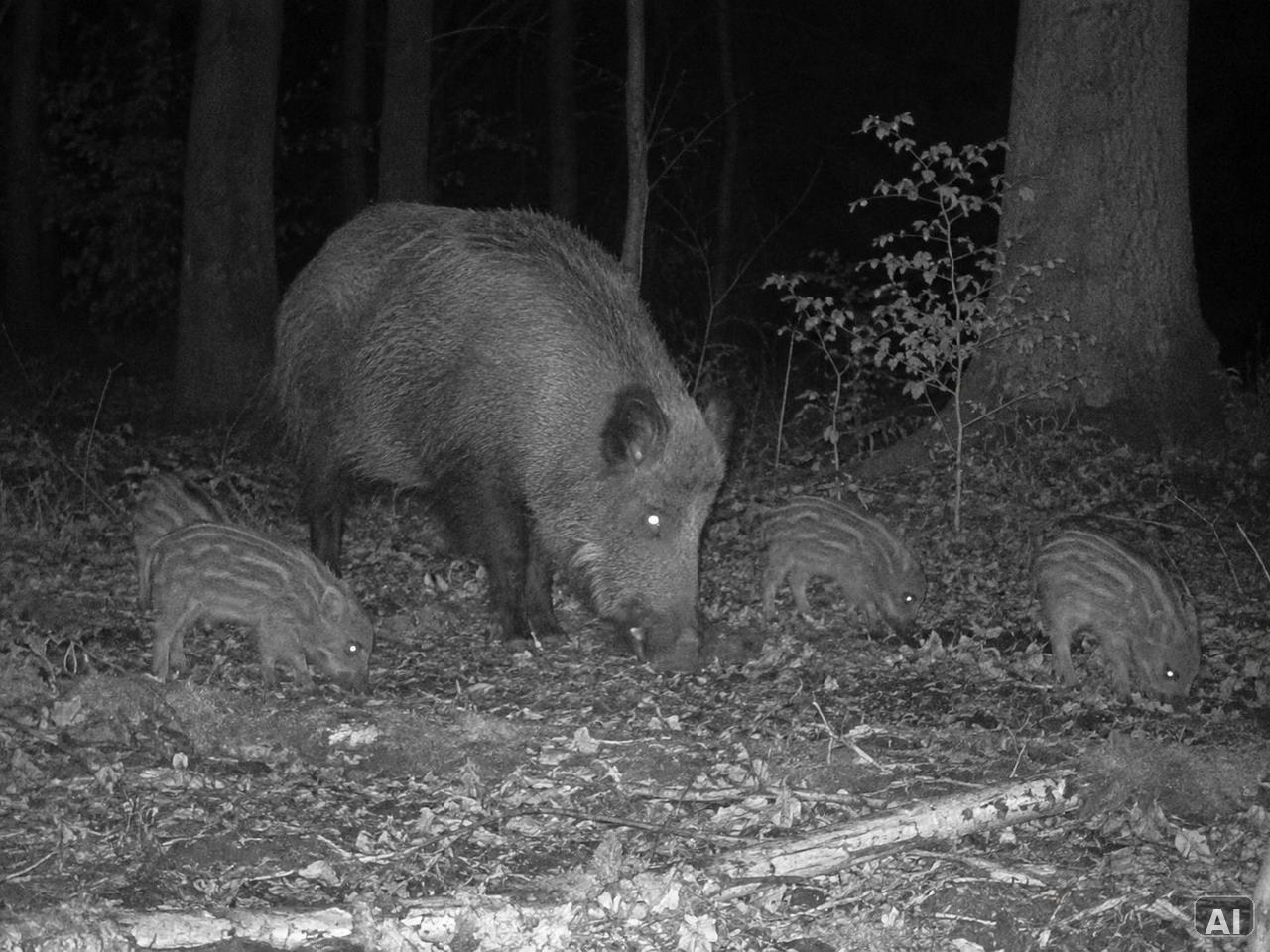Wildschwein in einer nächtlichen Infrarot-Szene